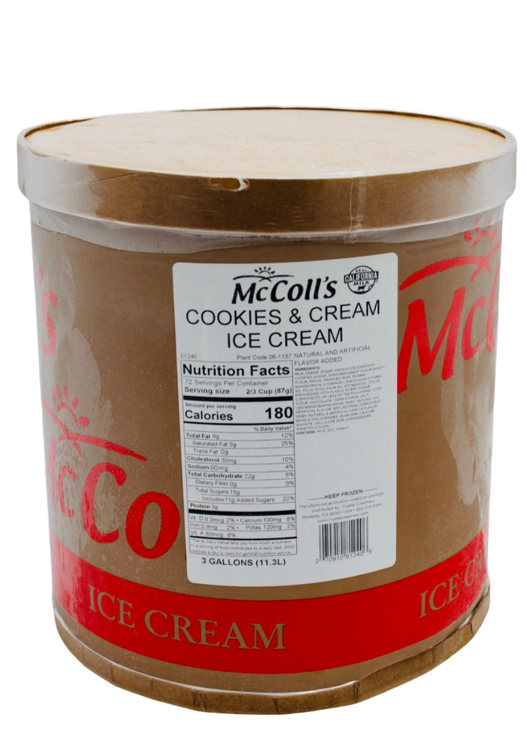 Cookies and Cream Ice Cream, 3 gal