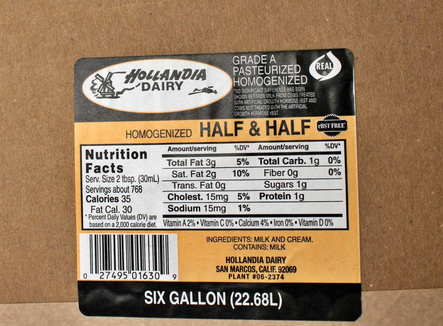 Half & Half, 6 gal